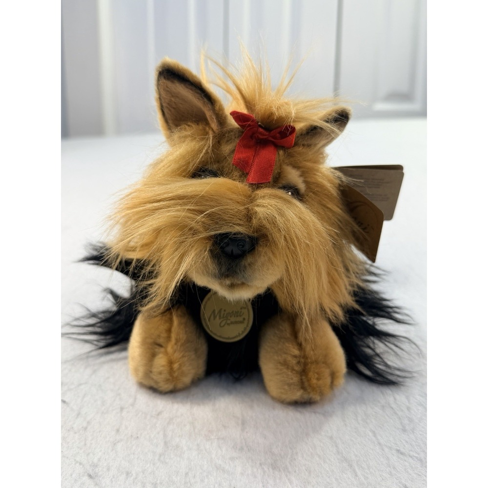 Miyoni By Aurora 11" Yorkshire Terrier Dog Plush Stuffed Animal Toy w Red Bow